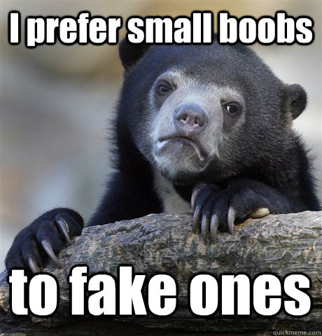 I prefer small boobs to fake ones  Confession Bear