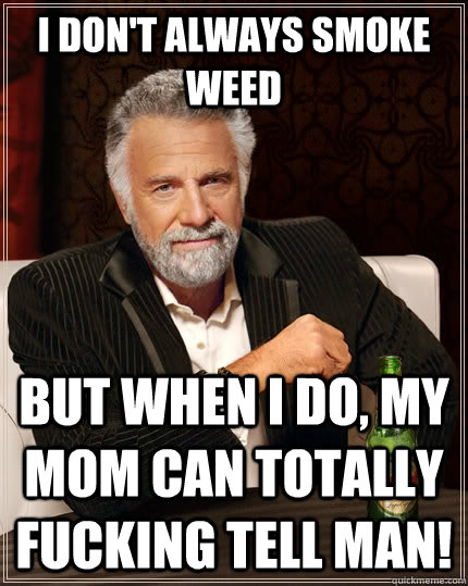 I don't always smoke weed But when I do, my mom can totally fucking tell man!  The Most Interesting Man In The World