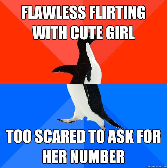 Flawless flirting with cute girl too scared to ask for her number  Socially Awesome Awkward Penguin