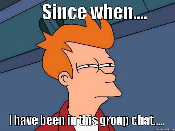             SINCE WHEN....         I HAVE BEEN IN THIS GROUP CHAT..... Futurama Fry