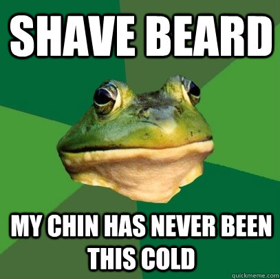 Shave beard My chin has never been this cold  Foul Bachelor Frog