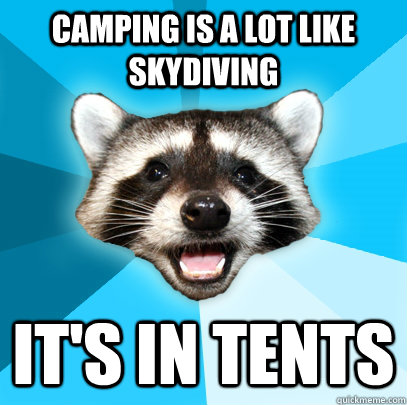 CAMPING IS A LOT LIKE SKYDIVING IT'S IN TENTS  Lame Pun Coon