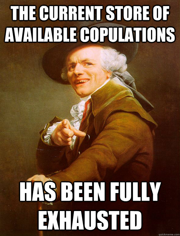 THE CURRENT STORE OF AVAILABLE COPULATIONS HAS BEEN FULLY EXHAUSTED  Joseph Ducreux
