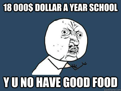 18 000$ Dollar a year school y u no have good food  Y U No