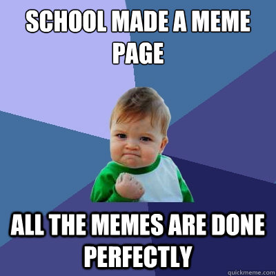 School made a meme page All the memes are done perfectly  Success Kid