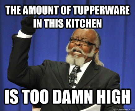 The amount of tupperware in this kitchen is too damn high  Too Damn High