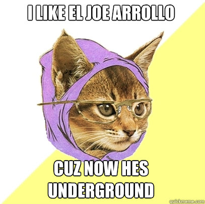 I like el Joe arrollo Cuz now hes underground  Hipster Kitty