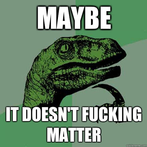 Maybe It doesn't fucking matter  Philosoraptor