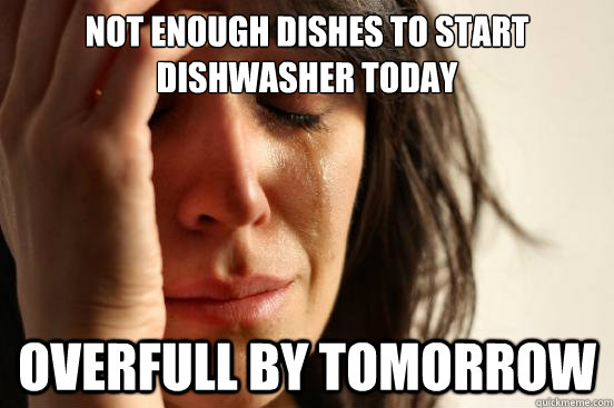 not enough dishes to start dishwasher today overfull by tomorrow  First World Problems