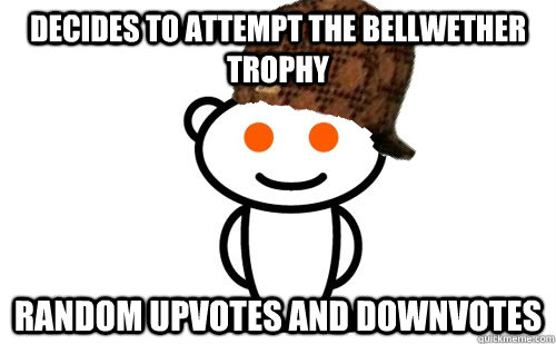 Decides to attempt the bellwether trophy random upvotes and downvotes  