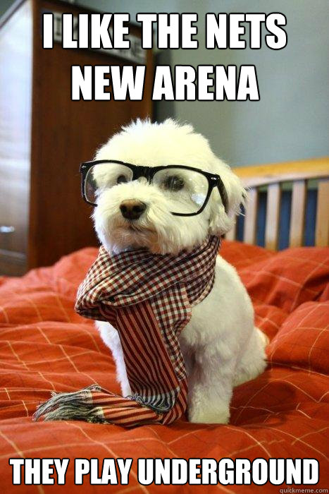 I like the Nets new arena They play underground  Hipster Dog