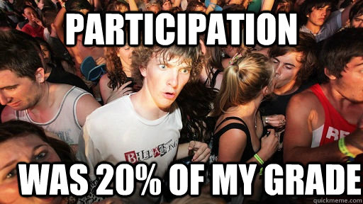 Participation was 20% of my grade  Sudden Clarity Clarence