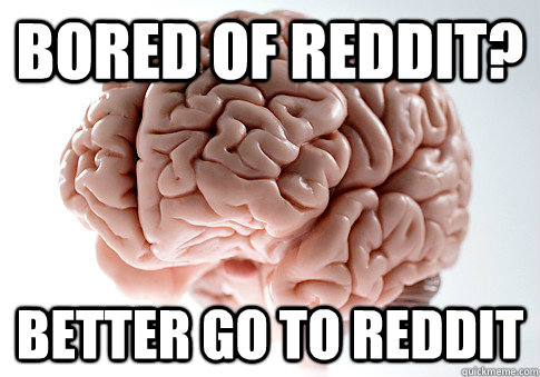 Bored of reddit? Better go to reddit  Scumbag Brain