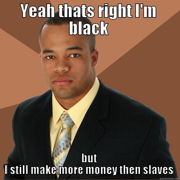 YEAH THATS RIGHT I'M BLACK BUT I STILL MAKE MORE MONEY THEN SLAVES Successful Black Man