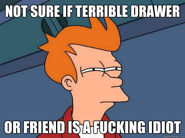 not sure if terrible drawer Or friend is a fucking idiot  Futurama Fry