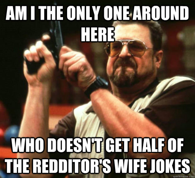 AM I THE ONLY ONE AROUND HERE who doesn't get half of the redditor's wife jokes  Am I the only one around here1