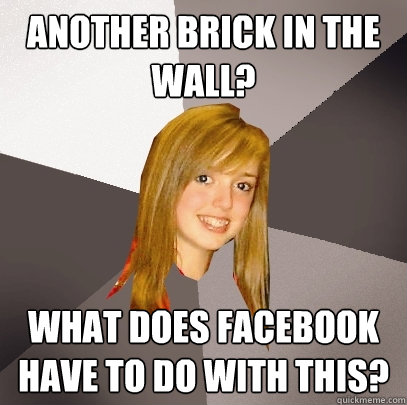 another brick in the wall? what does facebook have to do with this?  Musically Oblivious 8th Grader