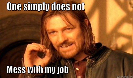 ONE SIMPLY DOES NOT                         MESS WITH MY JOB                                     One Does Not Simply