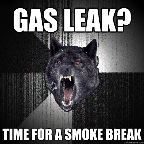 Gas leak? Time for a smoke break  Insanity Wolf