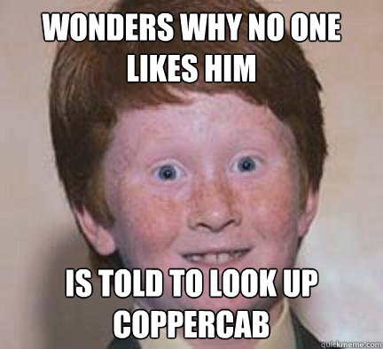 Wonders why no one likes him is told to look up coppercab  Over Confident Ginger