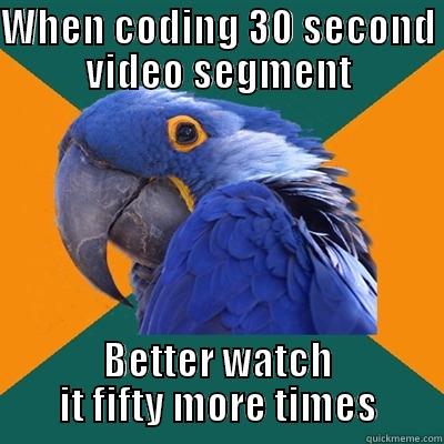 WHEN CODING 30 SECOND VIDEO SEGMENT BETTER WATCH IT FIFTY MORE TIMES Paranoid Parrot