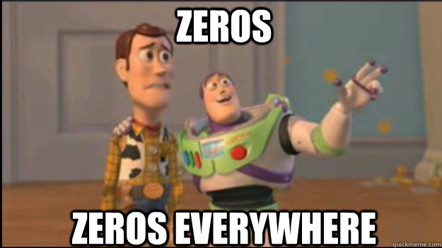 zeros zeros everywhere  Buzz and Woody