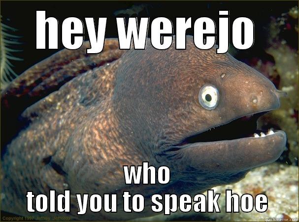 HEY WEREJO WHO TOLD YOU TO SPEAK HOE Bad Joke Eel