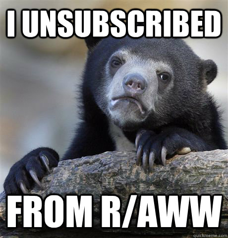 I unsubscribed from r/aww  Confession Bear