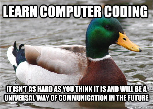 Learn computer coding It isn't as hard as you think it is and will be a universal way of communication in the future  Actual Advice Mallard