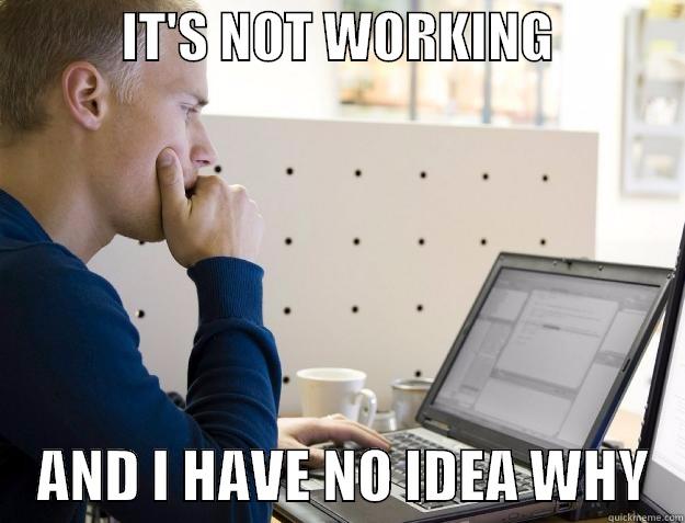 WHEN IT DOESNT WORK -            IT'S NOT WORKING                 AND I HAVE NO IDEA WHY   Programmer