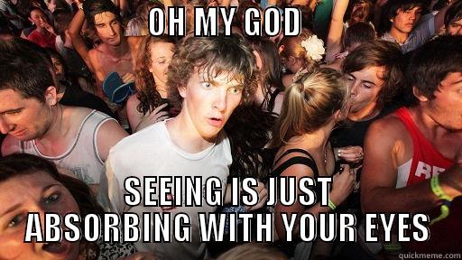                        OH MY GOD                                     SEEING IS JUST ABSORBING WITH YOUR EYES Sudden Clarity Clarence