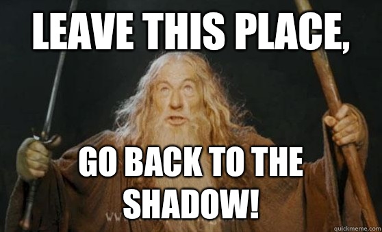 Leave this place, Go back to the shadow!  Gandalf