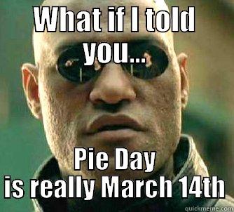 WHAT IF I TOLD YOU... PIE DAY IS REALLY MARCH 14TH Matrix Morpheus