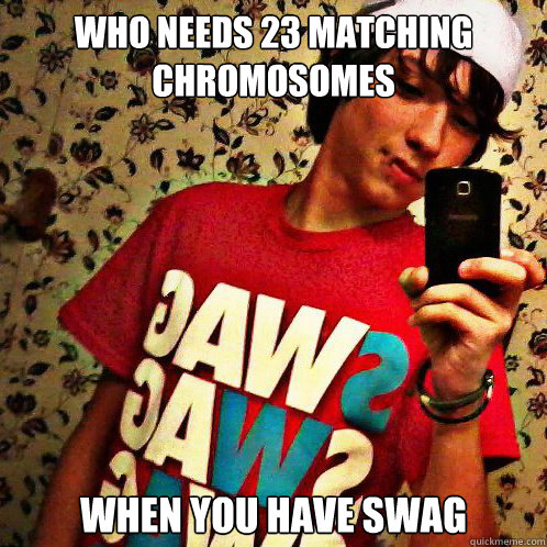 Who needs 23 matching chromosomes When you have swag - Who needs 23 matching chromosomes When you have swag  Benjamin