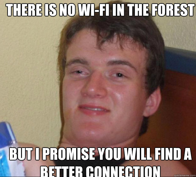 there is no wi-fi in the forest but i promise you will find a better connection  10guy
