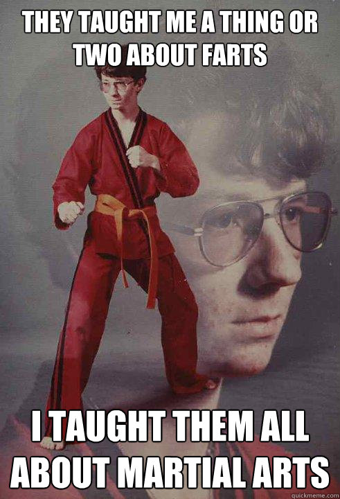 THEY TAUGHT ME A THING OR TWO ABOUT FARTS I TAUGHT THEM ALL ABOUT MARTIAL ARTS  Karate Kyle