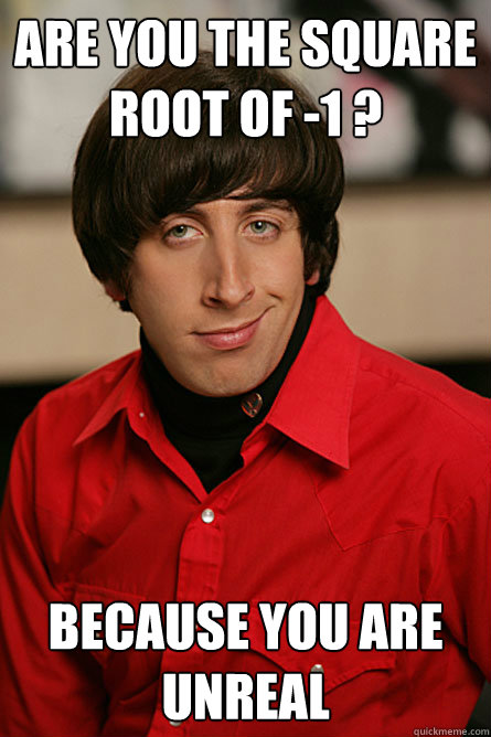 Are you the square root of -1 ? Because you are unreal  Pickup Line Scientist