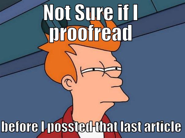 social networking meme - NOT SURE IF I PROOFREAD  BEFORE I POSSTED THAT LAST ARTICLE Futurama Fry