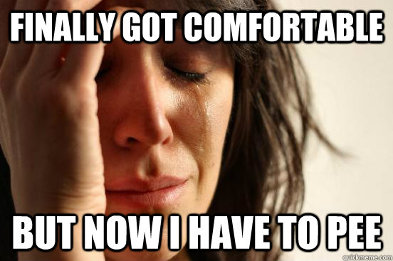 Finally got comfortable but now i have to pee  First World Problems