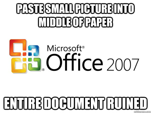 Paste small picture into middle of paper Entire document ruined  