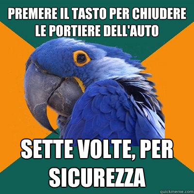 premere il tasto per chiudere le portiere dell'auto sette volte, per sicurezza  Paranoid Parrot