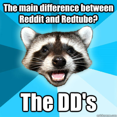 The main difference between Reddit and Redtube? The DD's  Lame Pun Coon