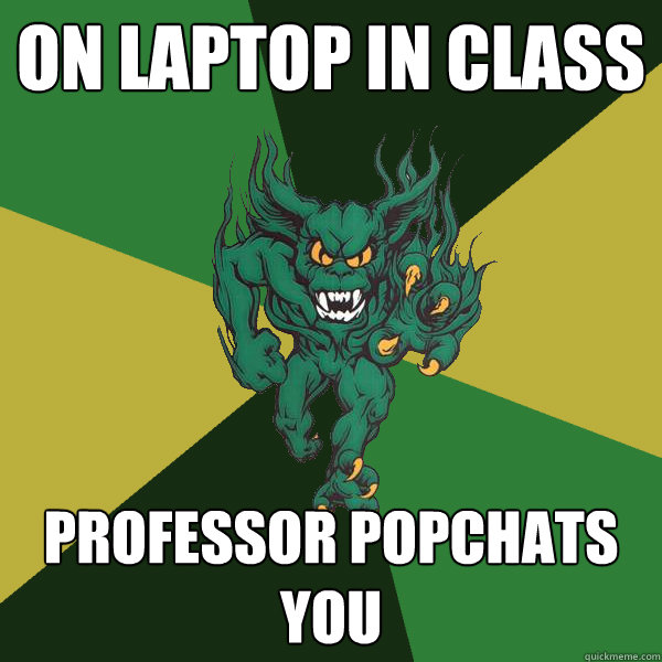 ON LAPTOP IN CLASS PROFESSOR POPCHATS YOU  Green Terror