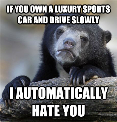 IF YOU OWN A LUXURY SPORTS CAR AND DRIVE SLOWLY I AUTOMATICALLY HATE YOU  Confession Bear