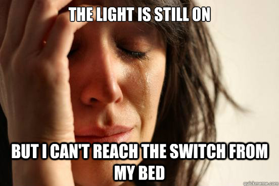 the light is still on but i can't reach the switch from my bed  First World Problems