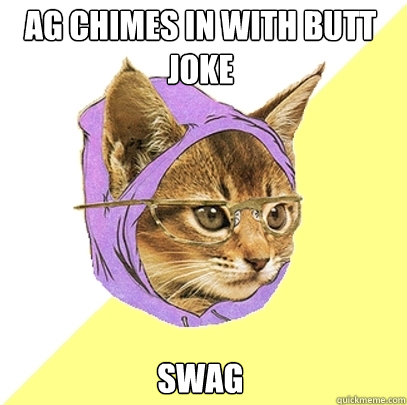 ag chimes in with butt joke swag  Hipster Kitty