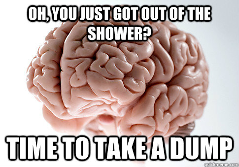 Oh, you just got out of the shower? Time to take a dump  Scumbag Brain