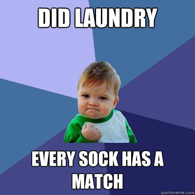 Did Laundry every sock has a match  Success Kid