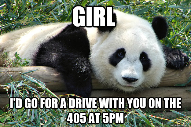 Girl I'd go for a drive with you on the 405 at 5PM  