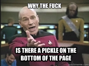 why the fuck Is there a pickle on the bottom of the page  Annoyed Picard